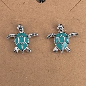 Turquoise Turtle Stud Earrings